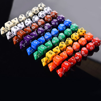 Αδιαφανή χρώματα Polyhedral 7 τεμαχίων RPG σετ ζαριών D4 D6 D8 D10 D% D12 D20 για επιτραπέζια παιχνίδια ρόλων DND d6 σετ ζαριών παρτίδα ζαριών