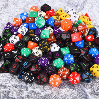 Αδιαφανή χρώματα Polyhedral 7 τεμαχίων RPG σετ ζαριών D4 D6 D8 D10 D% D12 D20 για επιτραπέζια παιχνίδια ρόλων DND d6 σετ ζαριών παρτίδα ζαριών