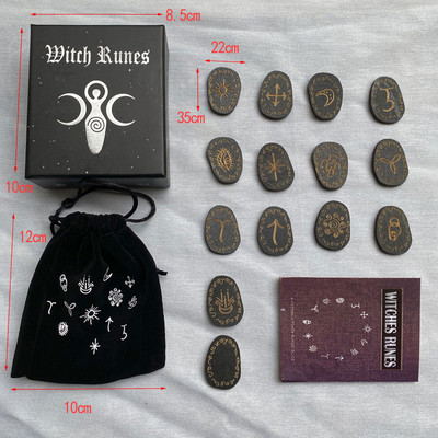 Tarot Cards Witch Witchcraft Wood Runes Stone Set Witches Rune Set Board Game Table Game Divination Runestones Tarot Decks