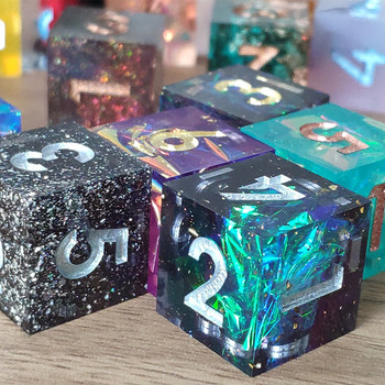 Mini Planet DND D6 Зарове, ръчно изработени от смола, 6-странични зарове с остри ръбове, многогранни цветни зарове за ролеви настолни игри Dice D&D