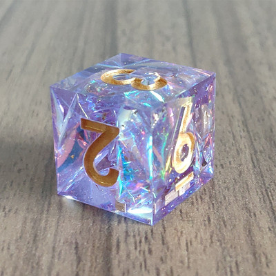 Mini Planet DND D6 täringud Käsitsi valmistatud vaigust 6 küljega täringud, teravate servadega Mitmetahulised lillede täringud RPG lauamängude jaoks D&D täringud