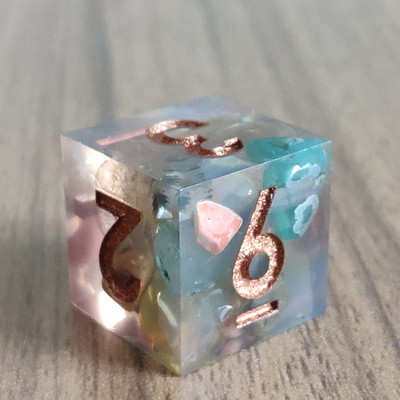 Mini Planet DND D6 täringud Käsitsi valmistatud vaigust 6 küljega täringud, teravate servadega Mitmetahulised lillede täringud RPG lauamängude jaoks D&D täringud