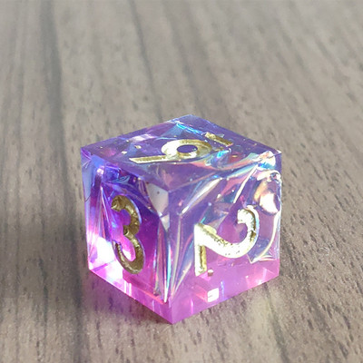 Mini Planet DND D6 täringud Käsitsi valmistatud vaigust 6 küljega täringud, teravate servadega Mitmetahulised lillede täringud RPG lauamängude jaoks D&D täringud