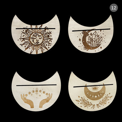 2/4 tk puidust kaardialus Tarot Kuu kujuga ristküliku kaardi altari alus puidust väljapanek nõia ennustamise tööriistade jaoks.