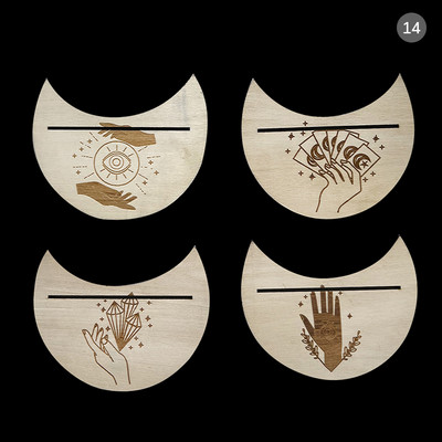 2/4 tk puidust kaardialus Tarot Kuu kujuga ristküliku kaardi altari alus puidust väljapanek nõia ennustamise tööriistade jaoks.