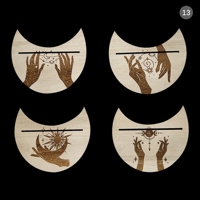 2/4 tk puidust kaardialus Tarot Kuu kujuga ristküliku kaardi altari alus puidust väljapanek nõia ennustamise tööriistade jaoks.