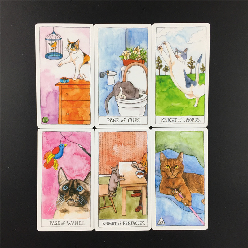 Cat Tarot Cards Magic Teljes angol Olvasás Sorspakli Társasjáték Családi Születésnapi ajándékot játszik