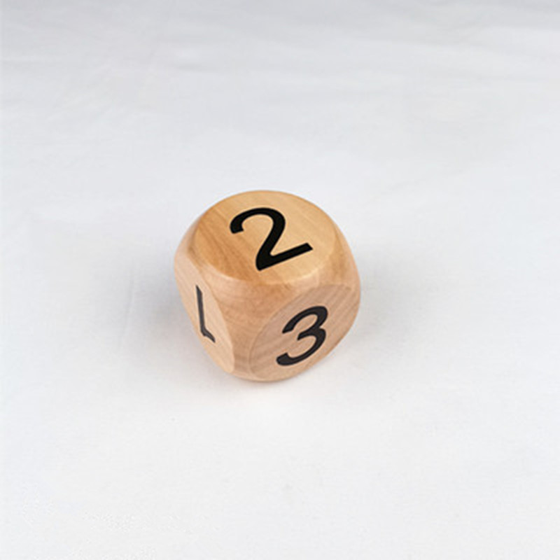 Új mintás 1db fából készült dobókocka hatoldalas, megvilágosodást segítő kognitív kellékek, számkockás fajátékok, 5 cm oldalhosszúsággal