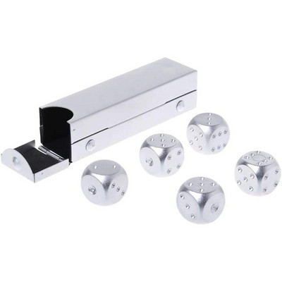 5 tk värviline alumiiniumsulamist metallist täringukarp, ruudukujuline 16 mm ümmargune nurk, kvaliteetne butiiktäringu peopeokkeri mängukomplekt