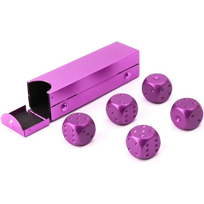 5 tk värviline alumiiniumsulamist metallist täringukarp, ruudukujuline 16 mm ümmargune nurk, kvaliteetne butiiktäringu peopeokkeri mängukomplekt