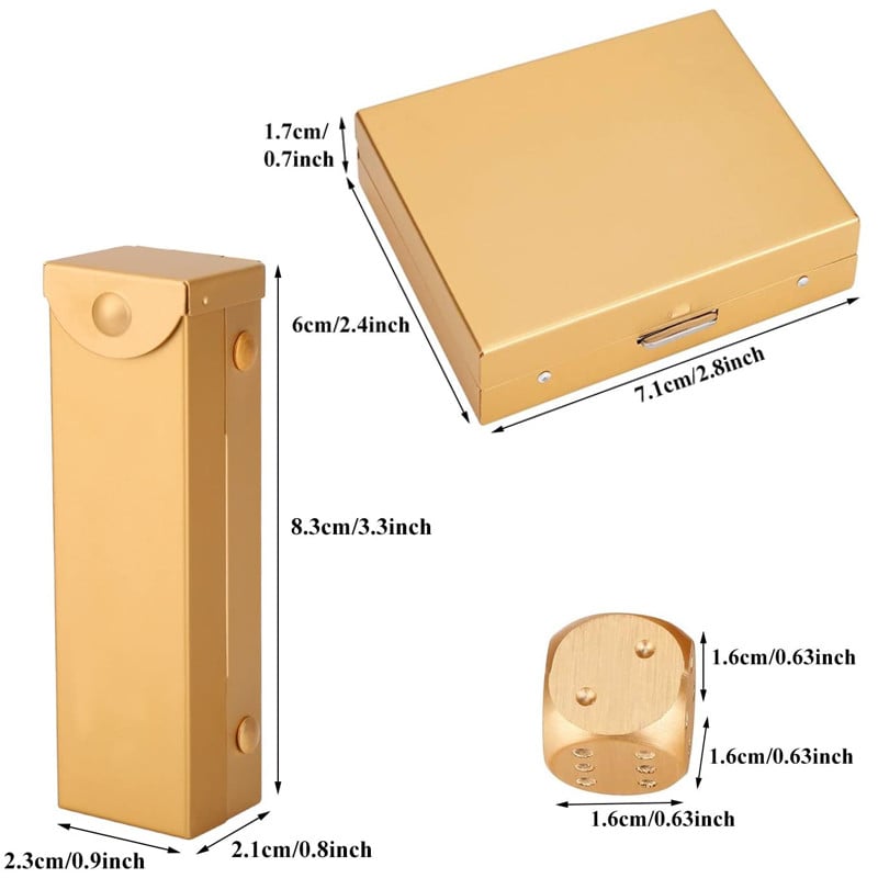 5 tk värviline alumiiniumsulamist metallist täringukarp, ruudukujuline 16 mm ümmargune nurk, kvaliteetne butiiktäringu peopeokkeri mängukomplekt