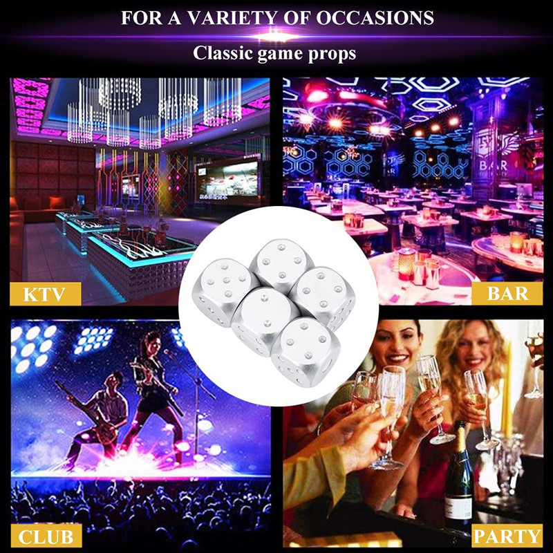 5 tk värviline alumiiniumsulamist metallist täringukarp, ruudukujuline 16 mm ümmargune nurk, kvaliteetne butiiktäringu peopeokkeri mängukomplekt