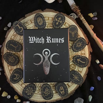 Witch Altar Runes Wicca Accessories Altar Rune Stones Witches Runes fortunetelling Stones Σετ μαντείας Rune Witch