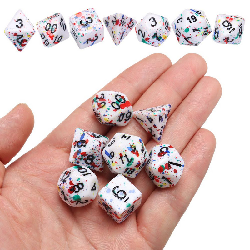 7 tk/komplekt TRPG jaoks DND Glitter Polyhedral Gift Iidescent täringukomplekt Täringud mängutarvikud