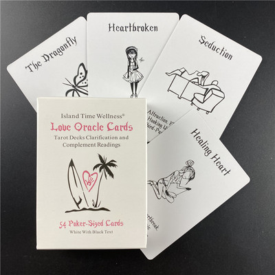 Baltos spalvos Oracle kortelių Taro kaladės paaiškinimo ir papildymo skaitymų kaladė su raktiniais žodžiais žaidimais