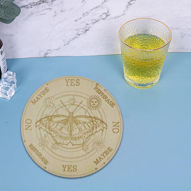 Dreamy Ξύλινη σανίδα εκκρεμούς με Moon Star Divination Energy Carven Πιάτο Θεραπείας Διαλογισμού Βωμού