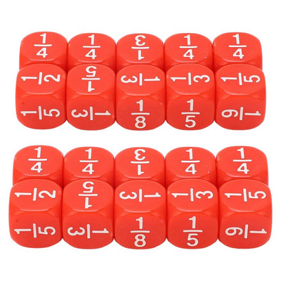 20 komada 6-strane matematičke kockice za razlomke, zaobljene kockice za razlomke, set kockica za učenje, zelena