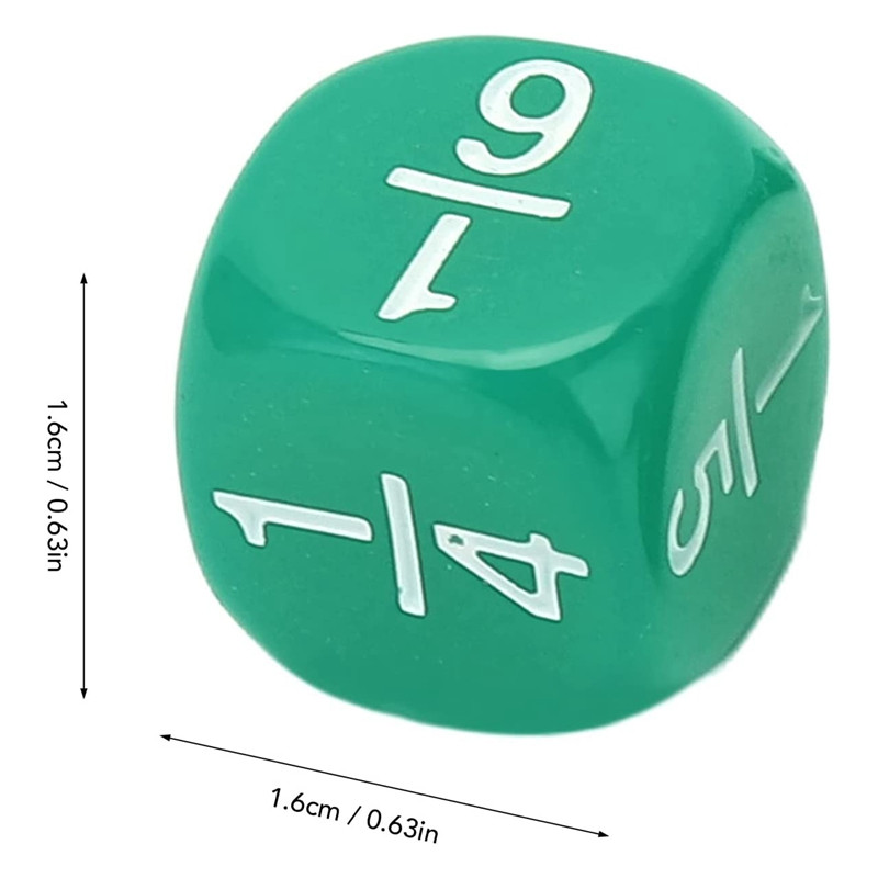 20 komada 6-strane matematičke kockice za razlomke, zaobljene kockice za razlomke, set kockica za učenje, zelena
