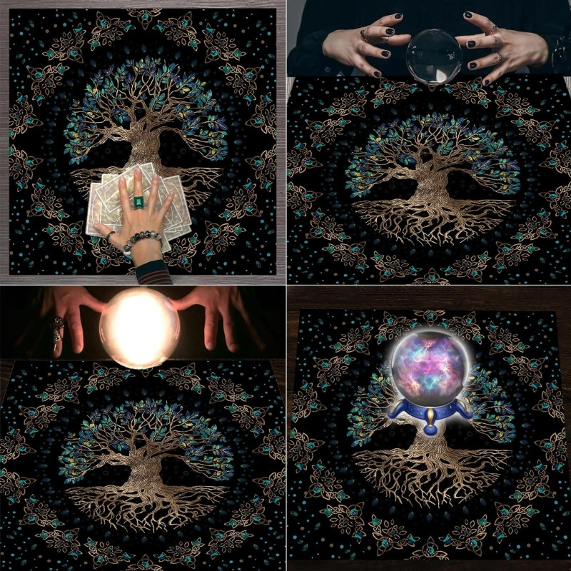 Forma pătrată Pendul Divinație Altar Față de masă Joc de masă Tarot Pad Rune Față de masă Astrologie Oracole Covoraș pentru jocuri de masă