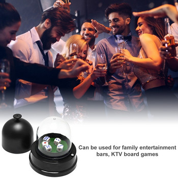 Комплект чаши Cube Roller Cup с 5 кубчета Пълно покритие Автоматични реквизити за игра на късмет за коледно парти Бар KTV Черен
