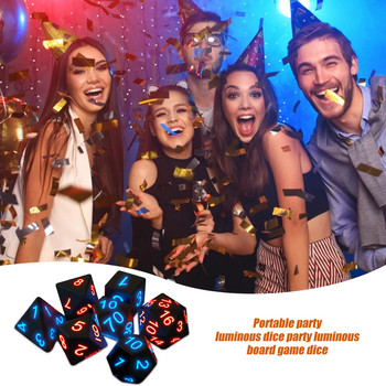 7Pcs Glowing Dice Portable Party 6 Sided Noctilucent Fun Game Dice set for DND Game Luminous Game Dices Drinking Tools