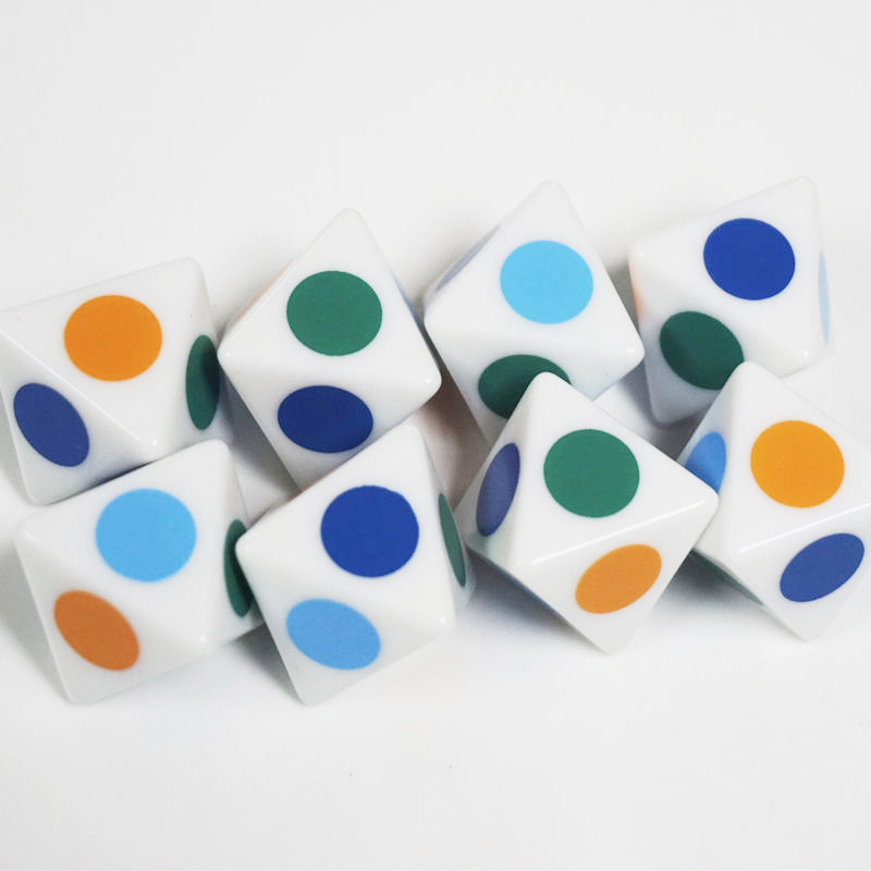 8 τεμ./σετ 2023 Εξωτερικό εμπόριο Νέο προϊόν Ζάρια εκτύπωσης λευκής κουκκίδας 8 όψεων D8 16mm