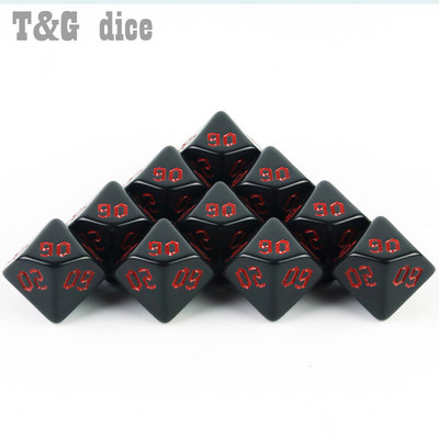 D10% kockakészlet 10 DB DND 10 oldalú kocka többoldalas játékokhoz. Kocka asztali sokszögű készlet, szerepjátékhoz