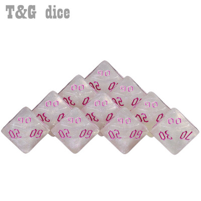 D10% kockakészlet 10 DB DND 10 oldalú kocka többoldalas játékokhoz. Kocka asztali sokszögű készlet, szerepjátékhoz