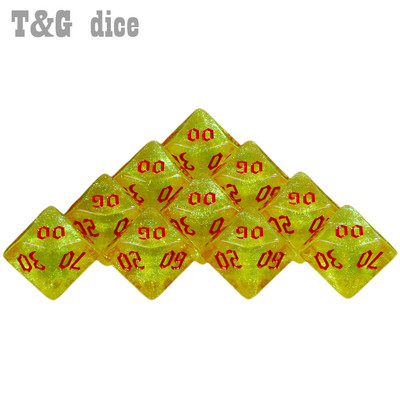 D10% kockakészlet 10 DB DND 10 oldalú kocka többoldalas játékokhoz. Kocka asztali sokszögű készlet, szerepjátékhoz