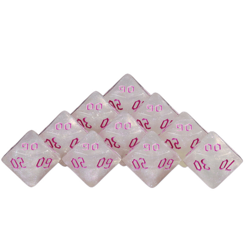 D10% kockakészlet 10 DB DND 10 oldalú kocka többoldalas játékokhoz. Kocka asztali sokszögű készlet, szerepjátékhoz