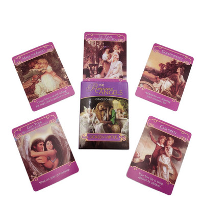 Taro kortų kaladė Romantiškas angelas Oracle kortos Meilės būrimas Likimas 44 kortų kaladė angliška versija Internetinis vadovas vakarėliams