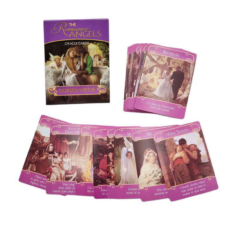 Колоде карти Таро Романтичен Ангел Оракул Карти Любов Гадаене Съдба 44 Тесте Английска версия Онлайн ръководство за парти развлечения