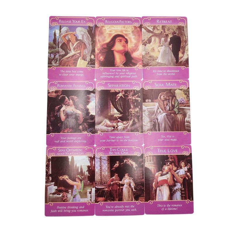 Колоде карти Таро Романтичен Ангел Оракул Карти Любов Гадаене Съдба 44 Тесте Английска версия Онлайн ръководство за парти развлечения