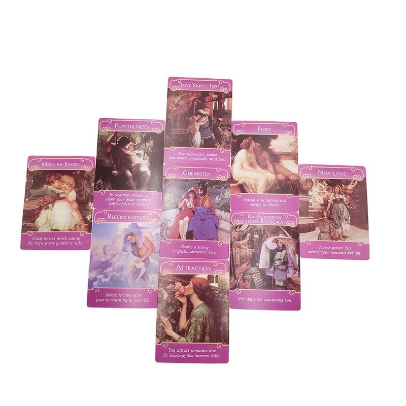 Колоде карти Таро Романтичен Ангел Оракул Карти Любов Гадаене Съдба 44 Тесте Английска версия Онлайн ръководство за парти развлечения