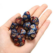 10 tk sünnipäevapidude lauamäng Naljakad täringud, 16 mm must punane mitmetahuline D10 küljega täring jaemüügiks