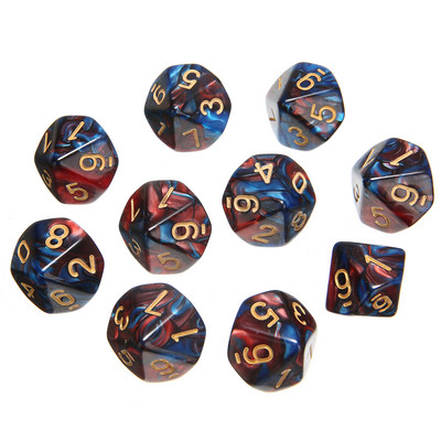 10 tk sünnipäevapidude lauamäng Naljakad täringud, 16 mm must punane mitmetahuline D10 küljega täring jaemüügiks