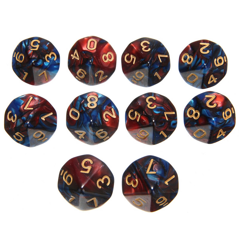 10 tk sünnipäevapidude lauamäng Naljakad täringud, 16 mm must punane mitmetahuline D10 küljega täring jaemüügiks