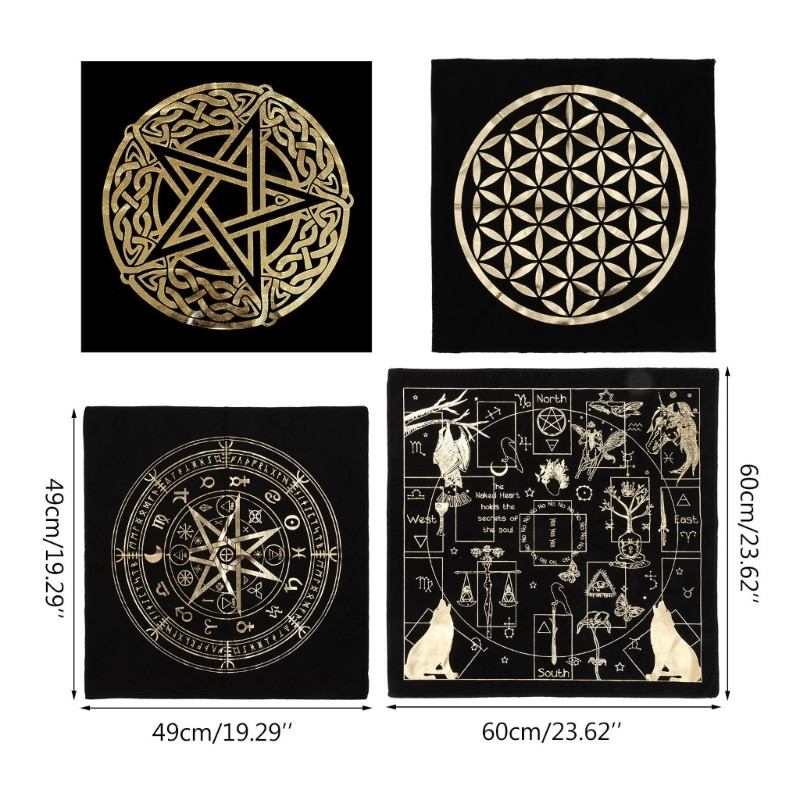 49x49cm Tarot asztali oltárterítő metafizikai társasjáték szőnyeg Inga jóslás oltár asztalterítő társasjáték kártyalap