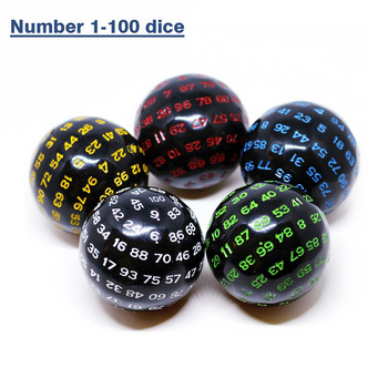 1 τεμ. 40mm Ακρυλικό 100 όψεων D100 στρογγυλά ζάρια Πράσινο/Μπλε/Λευκό/Κίτρινο/Κόκκινο Πολύεδροι Αριθμοί Ζάρια για επιτραπέζιο παιχνίδι