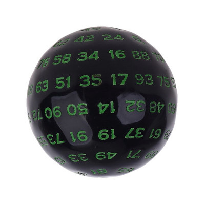 1 tk 40 mm akrüül, 100 küljega D100 ümmargused täringud, roheline/sinine/valge/kollane/punane mitmetahuline numbritäring lauamängu jaoks
