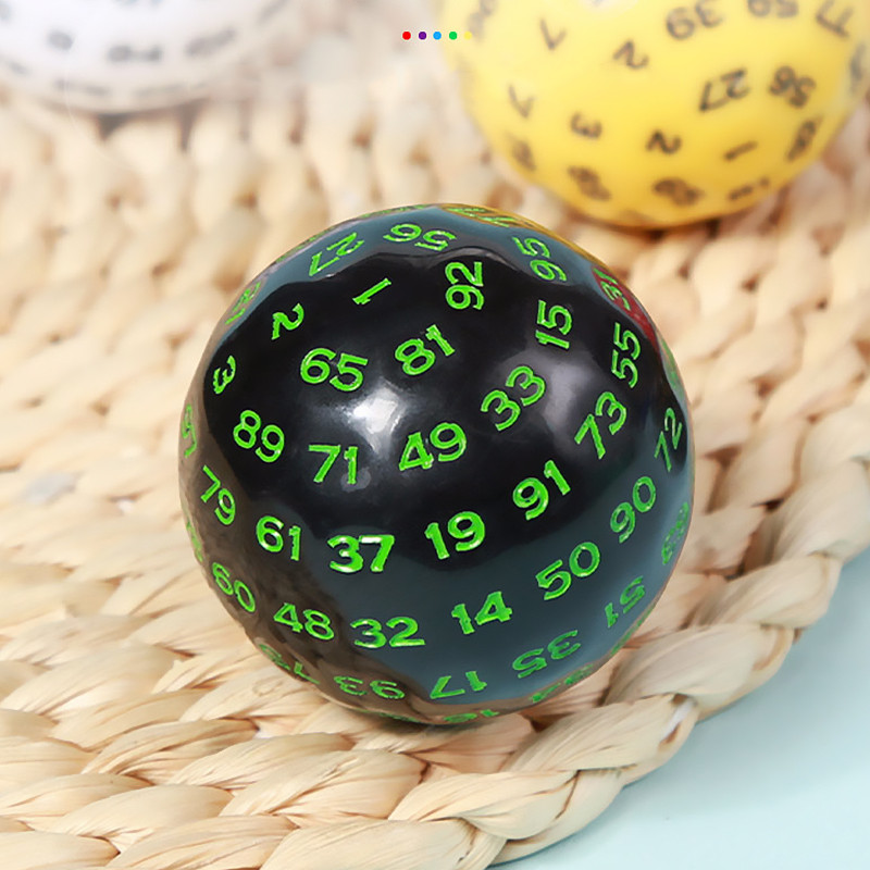 1 buc 40 mm acrilic 100 fețe D100 zaruri rotunde verde/albastru/alb/galben/roșu zaruri cu numere poliedrice pentru joc de masă