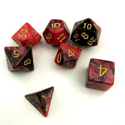 Nagyker 7 db / szett új kockajáték poliéder D4-D20 sokoldalú akril kocka színes 2019 új