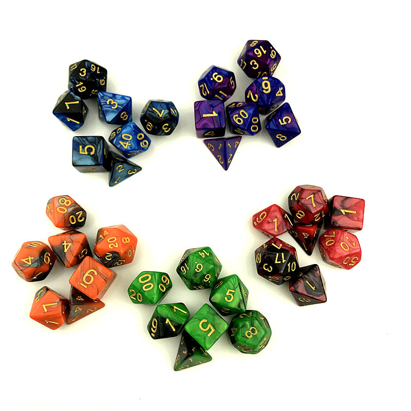 Nagyker 7 db / szett új kockajáték poliéder D4-D20 sokoldalú akril kocka színes 2019 új