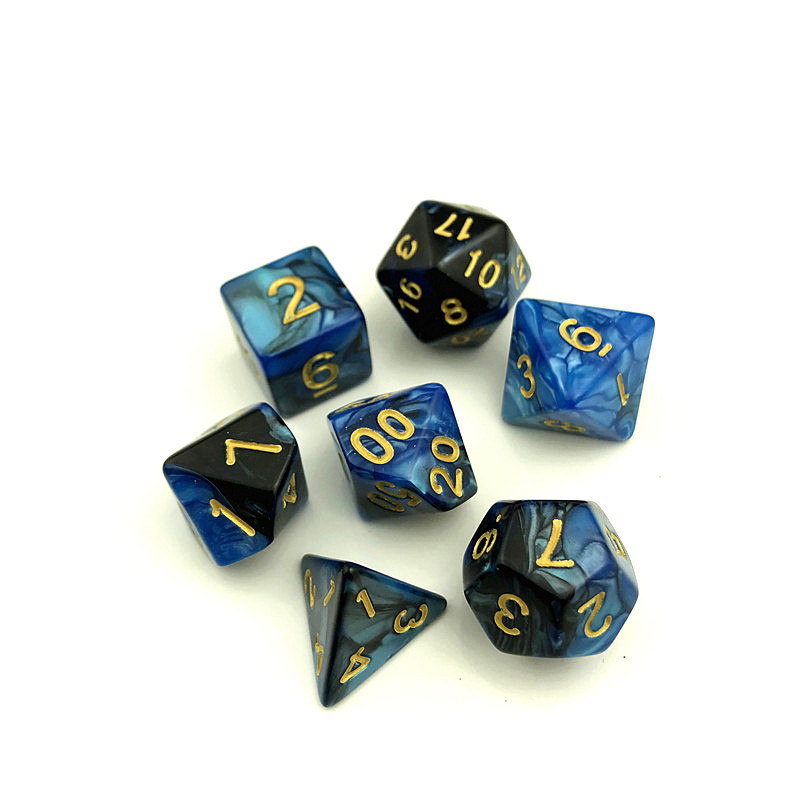 Nagyker 7 db / szett új kockajáték poliéder D4-D20 sokoldalú akril kocka színes 2019 új