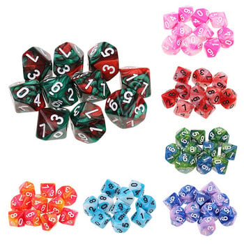 New-10Pcs/Set 10 Sided D10 Polyhedral Dices Numbers Dials Desktop Επιτραπέζιο Παιχνίδι PXPF