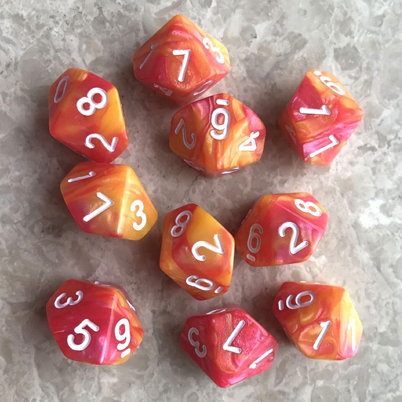 Uus – 10 tk/komplekt 10 küljega D10 mitmetahulised täringud, numbrikettad, lauaarvuti lauamäng PXPF