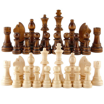 32 gab. Koka šaha figūriņas Pilni Chessmen Starptautiskais vārdu šaha komplekts Šaha figūru izklaides piederumi