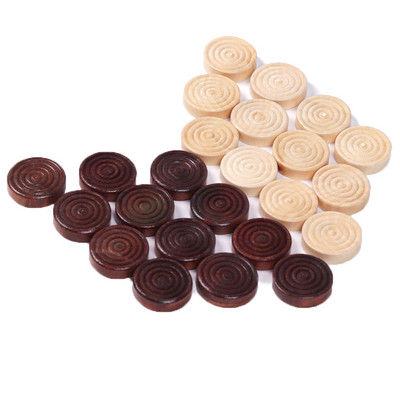 24Pcs/set Wooden Round Checkers Backgammon Accessories Large Pieces Chess Game Props Two Colors Each 12pcs For Board Games