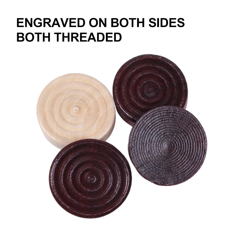 24vnt/komplektas Medinės apvalios šaškės Backgammon Priedai Didelės figūros Šachmatų žaidimo reikmenys Dviejų spalvų kiekvienas 12vnt stalo žaidimams