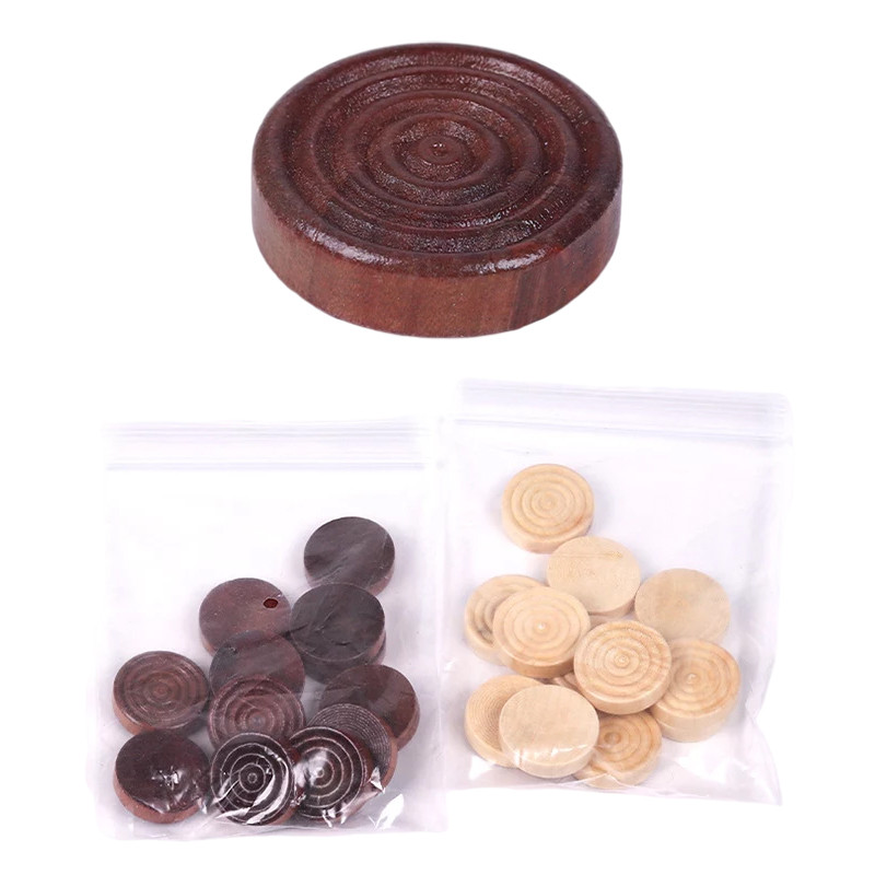 24vnt/komplektas Medinės apvalios šaškės Backgammon Priedai Didelės figūros Šachmatų žaidimo reikmenys Dviejų spalvų kiekvienas 12vnt stalo žaidimams